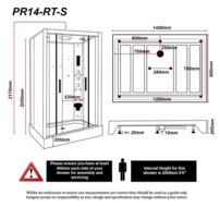 Parná kabína (so saunou) Premium Twin 1400x900mm Silver Frame