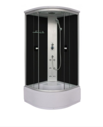 Sanotechnik sprchový box s hlobou vaničkou, štvrťkruh 90x90x215cm, čierny