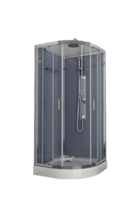 Sanotechnik SAMBA sprchový box štvrťkruh bez strechy, 90x90x225cm, sivý
