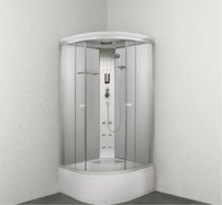 Sanotechnik sprchový box s hlobou vaničkou, štvrťkruh 90x90x215cm, biely PR55