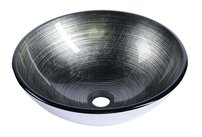 DAMAR sklenené umývadlo priemer 42 cm, tmavo šedá/strieborna