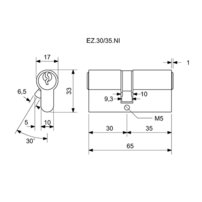 Cylindrická vložka 30/35 mm + 3 klúče