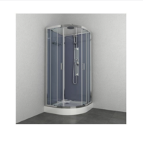 Sanotechnik SAMBA sprchový box štvrťkruh bez strechy, 90x90x225cm, sivý