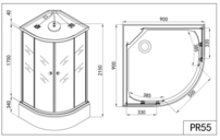 Sanotechnik sprchový box s hlobou vaničkou, štvrťkruh 90x90x215cm, biely PR55