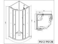 Sanotechnik BELA 1 black sprchový box štvrťkruh bez strechy, 80x80x203cm