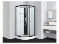 Sanotechnik RELOAD black sprchový box štvrťkruh bez strechy, 90x90x225cm