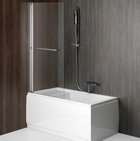 RIONI pneumatická vaňová zástena 710 mm, strieborny rám, číre sklo