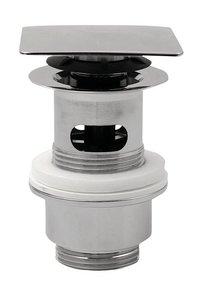 Uzatvárateľná hranatá výpusť pre umývadla s prepadom Click Clack, V 32-52mm, chr
