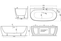 Avalon vaňa 170x80 čierna lesklá