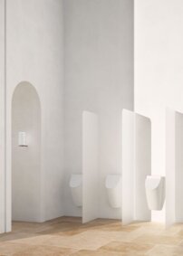 COMMUNITY urinál so zakrytým prívodom vody s otvormi pre veko 31x65cm, biela mat