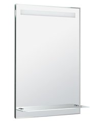 LED podsvietené zrkadlo 50x80cm, sklenená polica, gombíkový vypínač