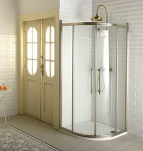 ANTIQUE štvrťkruhová sprchová zástena 1000x1000mm, 2 dvere, číre sklo, bronz