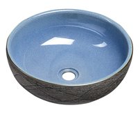 PRIORI keramické umývadlo, priemer 41cm, 15cm, modrá/šedá