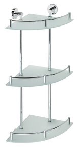 X-ROUND  E polička sklo roh trojitá s hrazdou, 270x660x270mm, chróm
