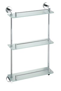 X-ROUND  E sklenená polička trojitá s hrazdou 380x675x130mm, chróm