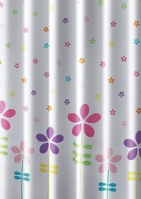 Sprchový záves 180x180cm, polyester, kvetovaný farebný