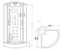 Masážna kabína Čierna perla 100 BLACK PEARL 100x100cm